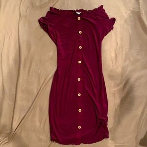 Burgundy Button Up Dress